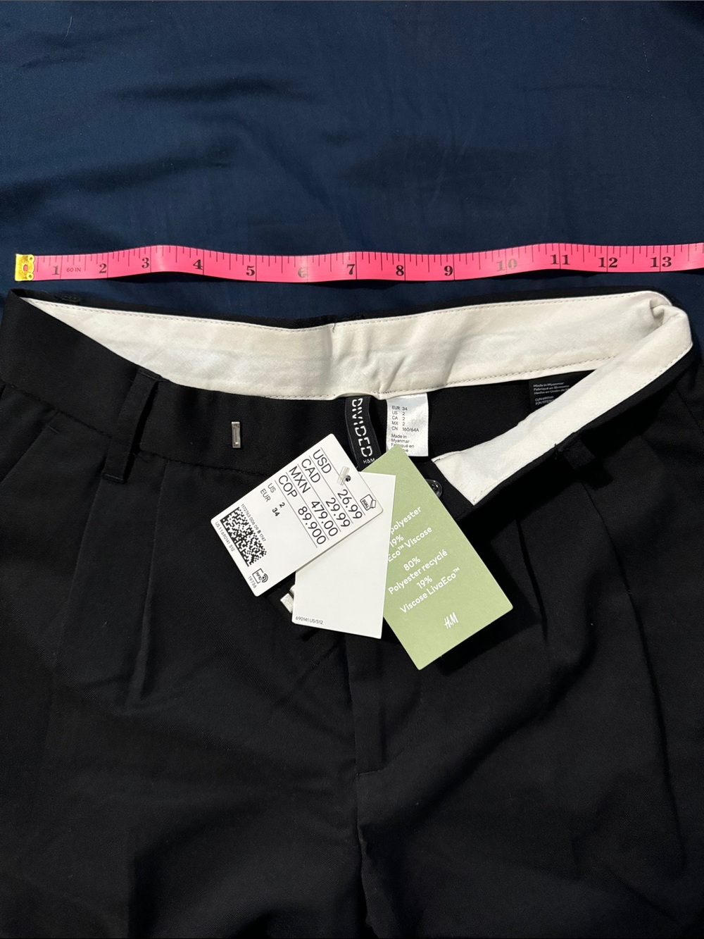 H&M Black Women’s Dress Pants with White Waistband Lining